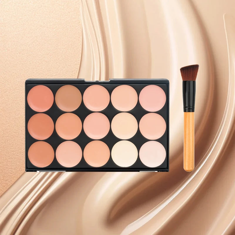15 Colors Concealer Palette Cream Contour Palette,Foundation Full Coverage Foundation Makeup Cover Dark Circles Around Eyes Face Zpaxo