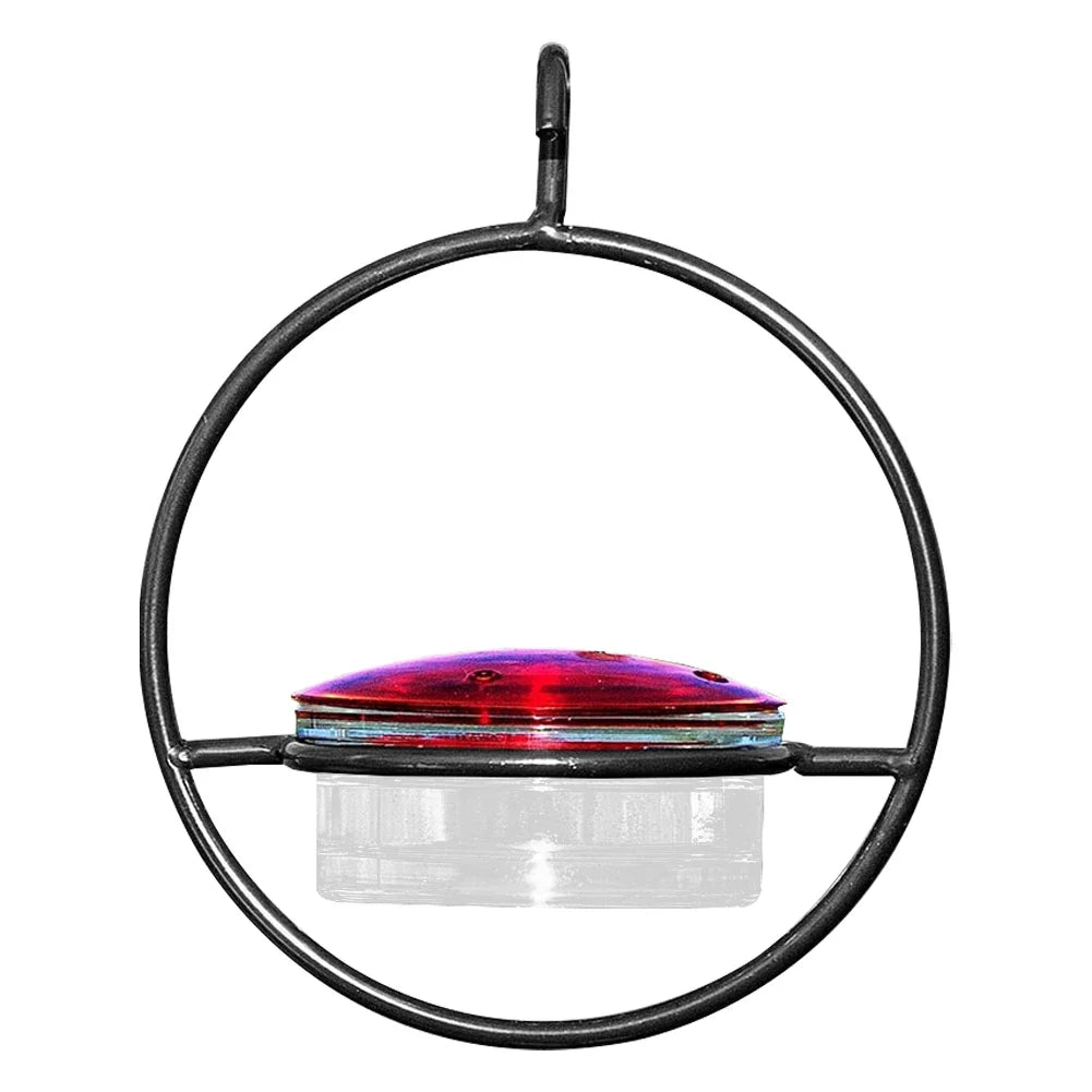 1- Hanging Hummingbird Feeder Red Glass Bowl Tray Garden Decoration