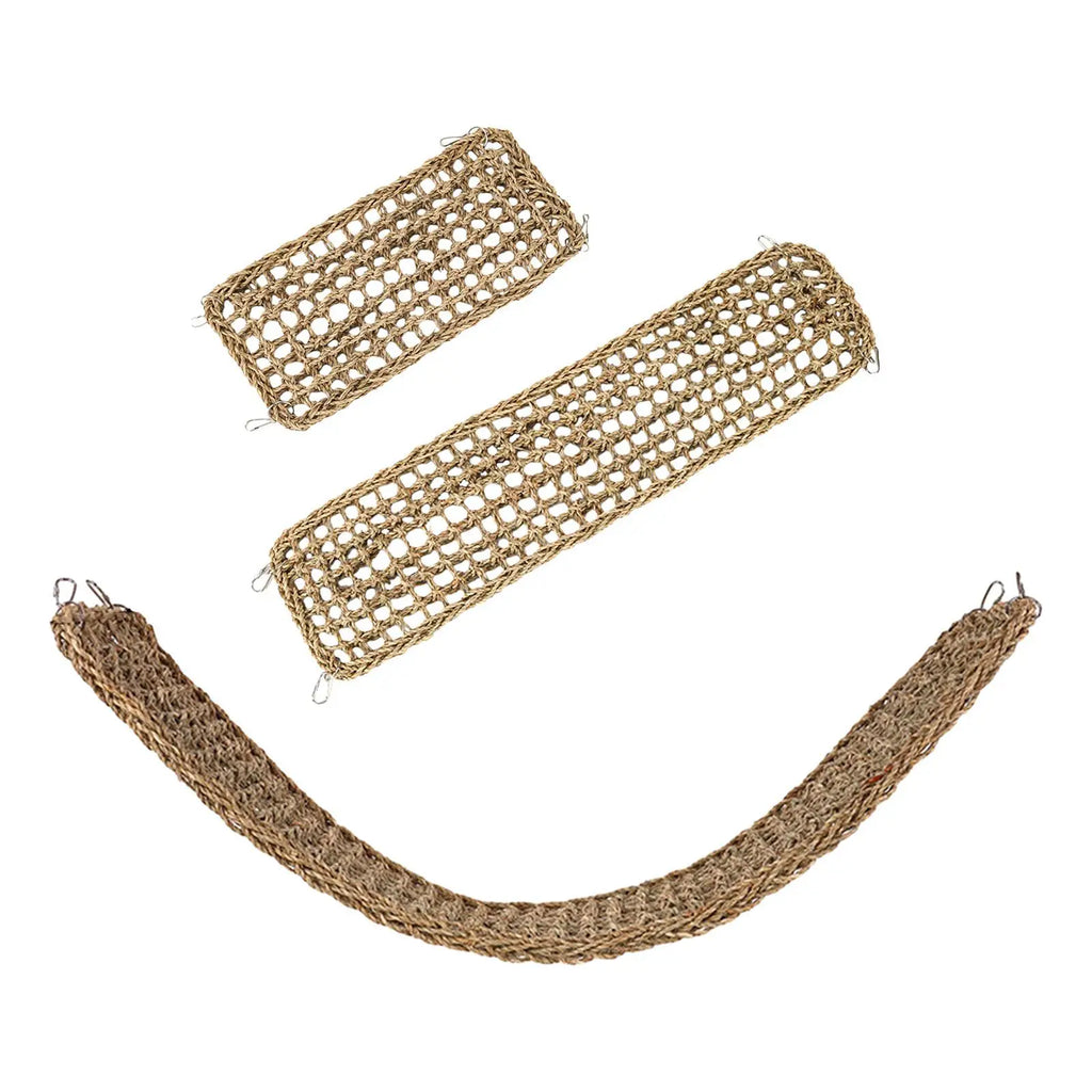 Parrot Climbing Rope Ladder with 4 Hooks Parrot Hanging Grass Woven Net Hammock for Macaws Finches Parakeet Budgie Chewing Zpaxo 99cmx18.5cm