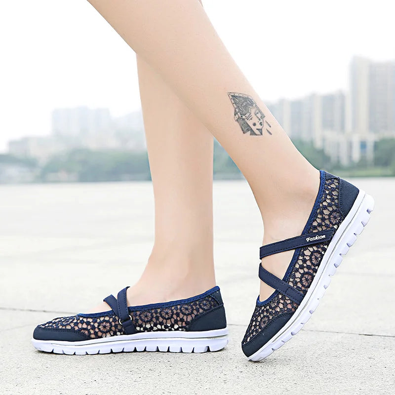 Woman Mesh Flats 2023 Women Fashion Breathable Vulcanized Women's Zpaxo