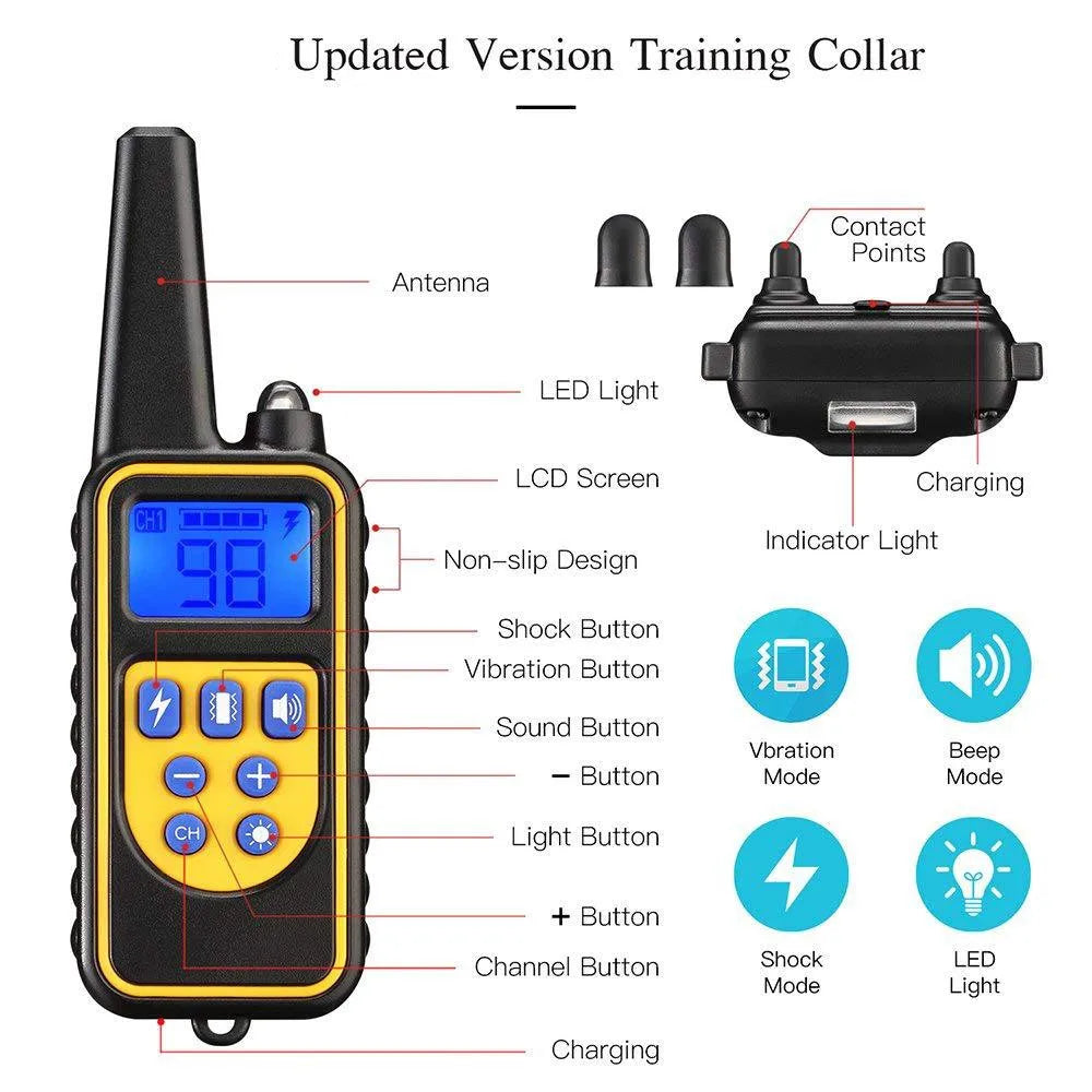 800m Electric Dog Training Collar Waterproof Pet Remote Control