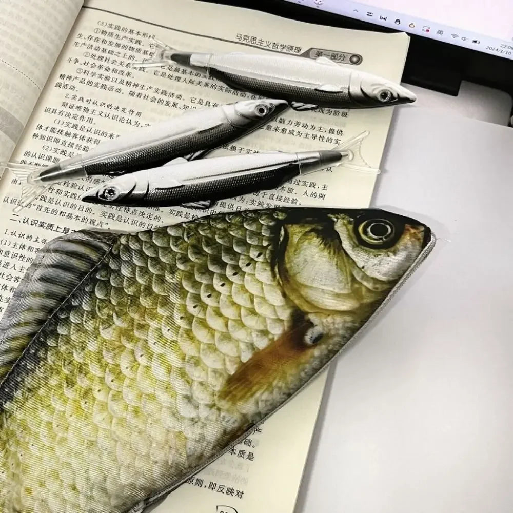 Cartoon Large Capacity Pen Bag Simulated Crucian Carp Multifunctional Zpaxo