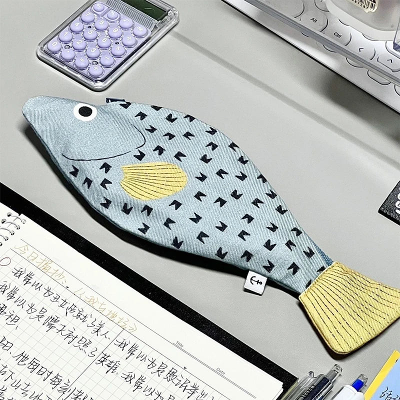 Fish Shape Novelty Pencil Case Pen Bag Coin Purse Funny Pouch Zpaxo