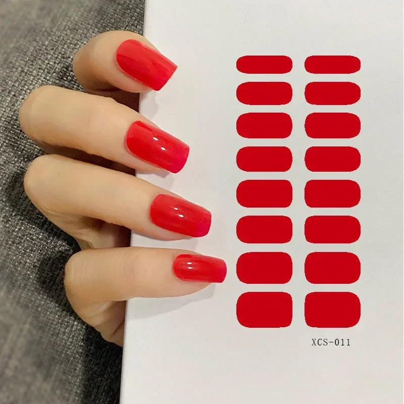 53 Colors Nail Polish Stickers Pure Strips Waterproof Adhesive Full