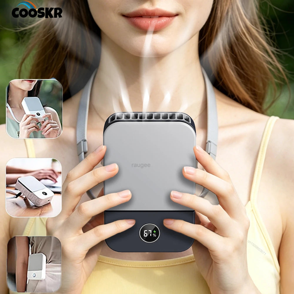 Portable Handheld Fan Waist Rechargeable Mini Hanging Neck Desk