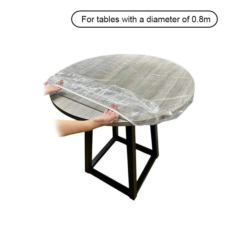 Fitted Round Tablecloth Transparent Waterproof Oil-proof Table Cover Zpaxo 0.8m