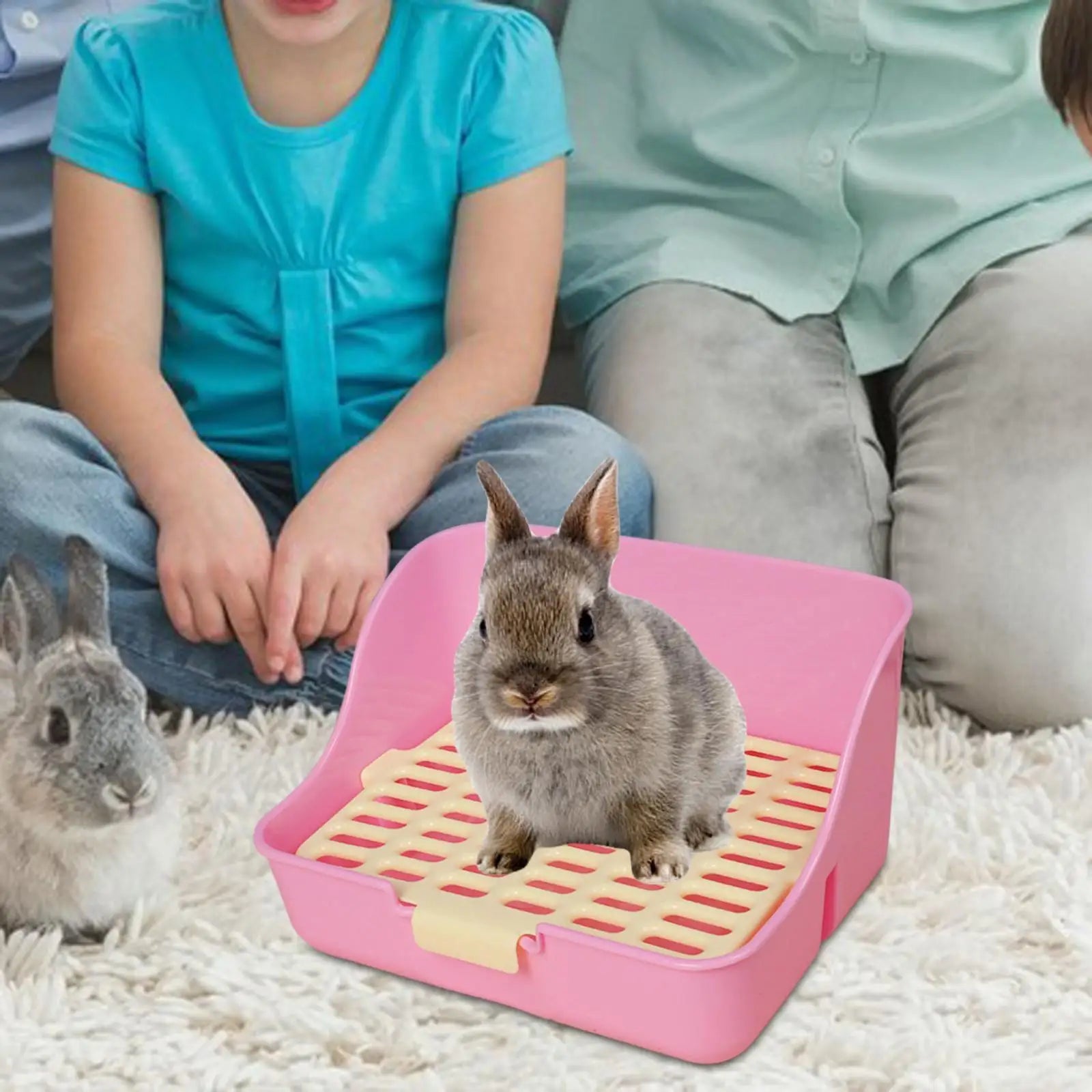 Rabbit Litter Box Detachable Pee Tray Portable Bedpan Pet Toilet for Hamster Small Animals Chinchillas Pet Supplies Bunny Zpaxo Pink