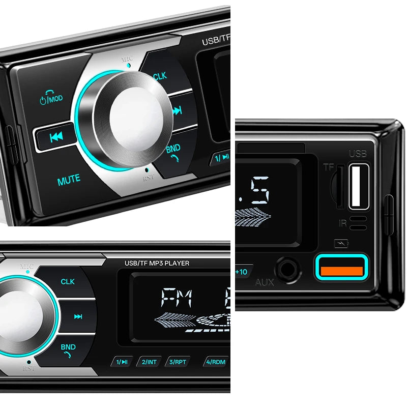 HIPPCRON Car MP3 Player 1 DIN Radio 7 Colorful Lights Stereos