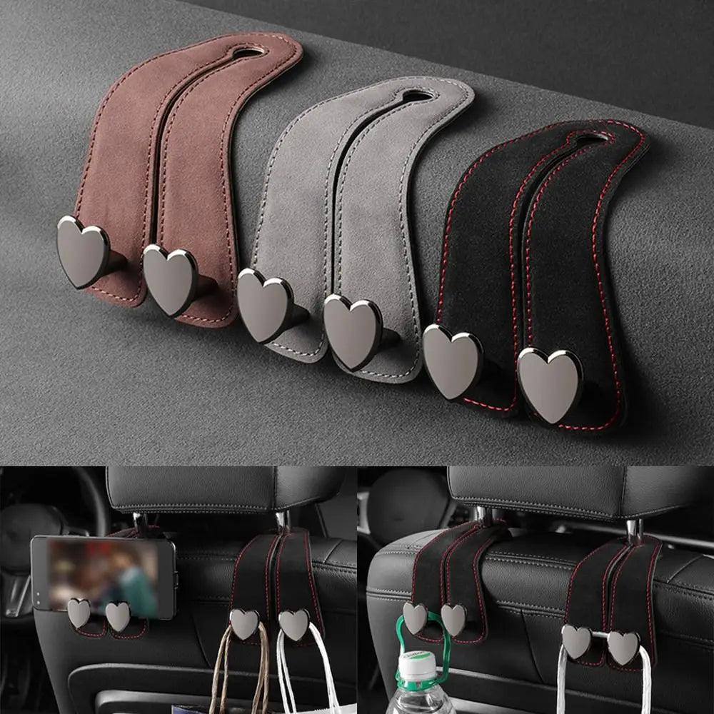Heart Shape Car Seat Headrest Hooks Double Hook Universal Rear Phone Zpaxo