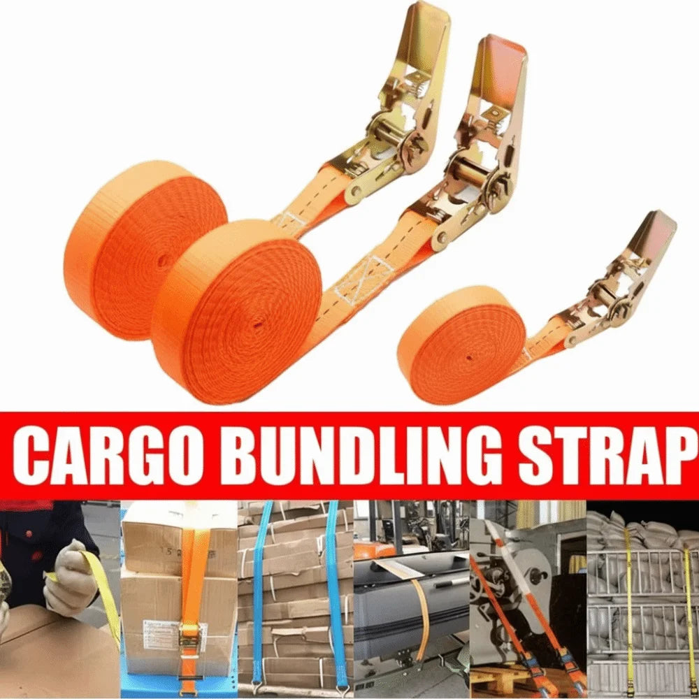 Black Ratchet Tie Down Straps Rust Proof Durable Heavy-Duty Cargo Straps 25mm Width Polyester Material Ratchet Tightener Straps Zpaxo