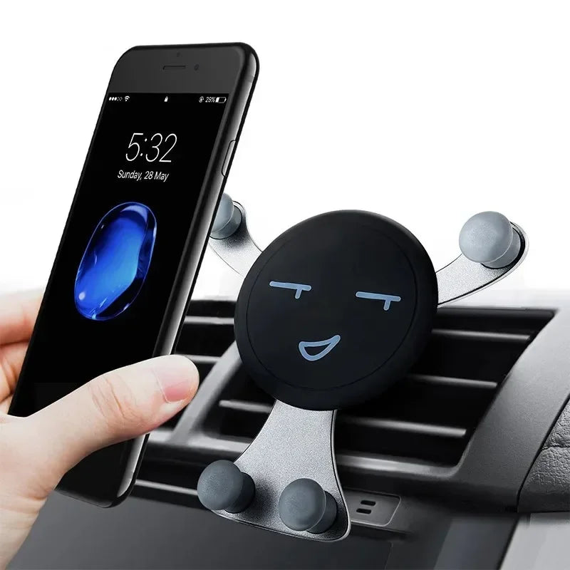 Gravity Smile Face Car Phone Holder – Air Vent Clip Mount