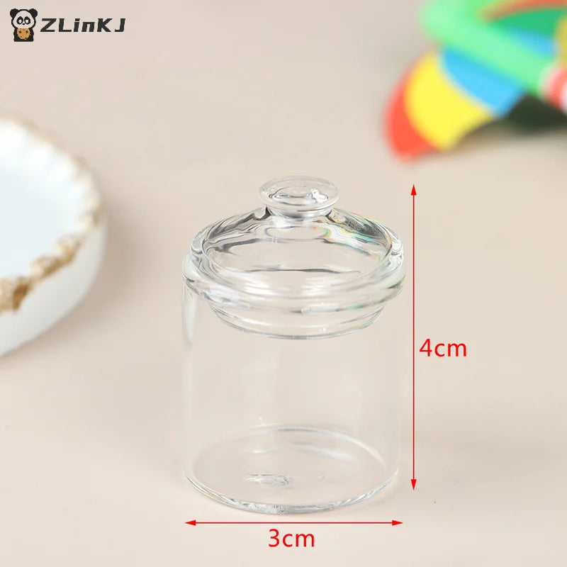 ▶High borosilicate mini glass candy jar food play doll house accessories Zpaxo