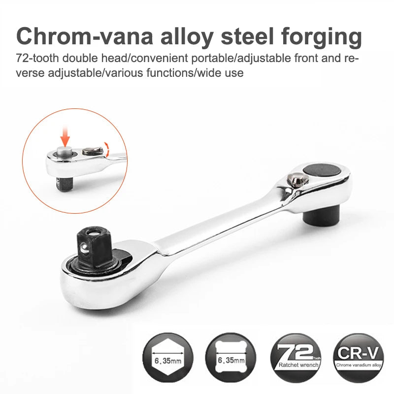 Mini Double Headed Ratchet Wrench 1 Drive Socket Screwdriver Bit Zpaxo