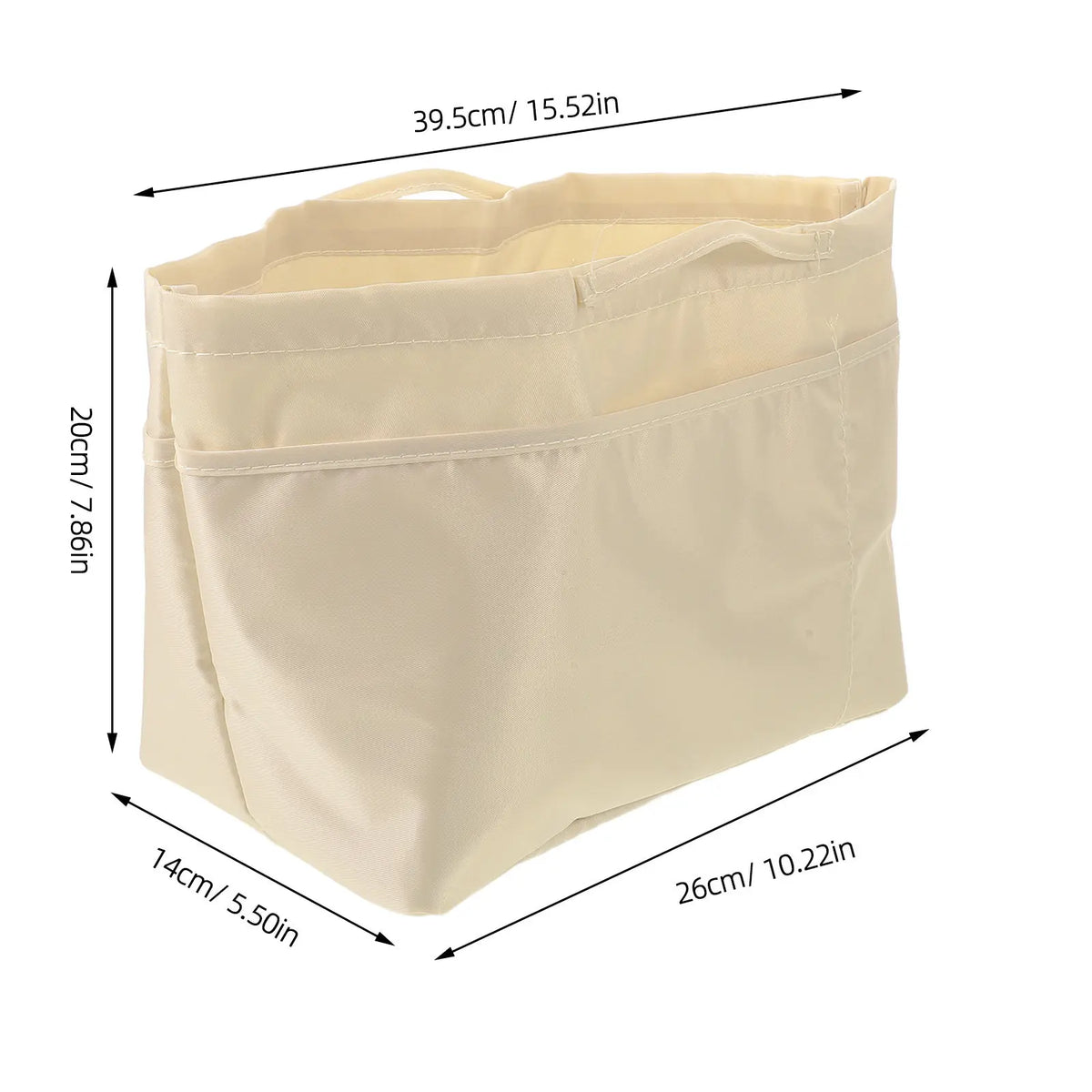 Tote Bag Organizer Insert 10 Pocket Nylon Purse Liner Waterproof Zpaxo Beige