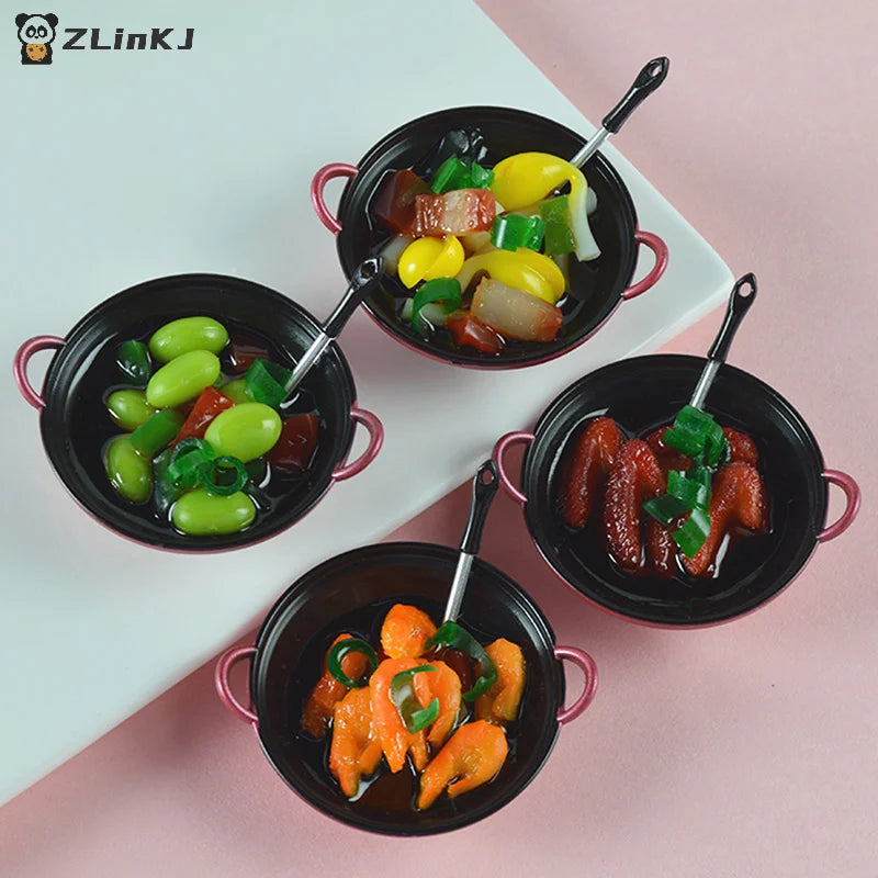 ▶1PCS Dollhouse Mini Metal Cooking Pot with Food Simulation Kitchen Utensils Model Doll House Decoration Miniature DIY Accessori Zpaxo