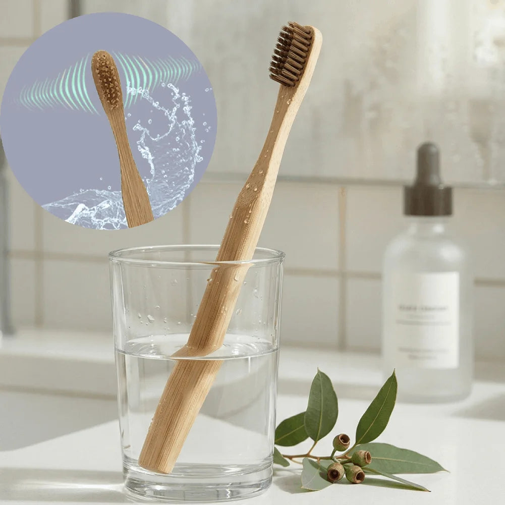 Natural Bamboo Toothbrush – Soft Charcoal Bristles | 1 or 50 Pack Bamboo Toothbrush Set Zpaxo