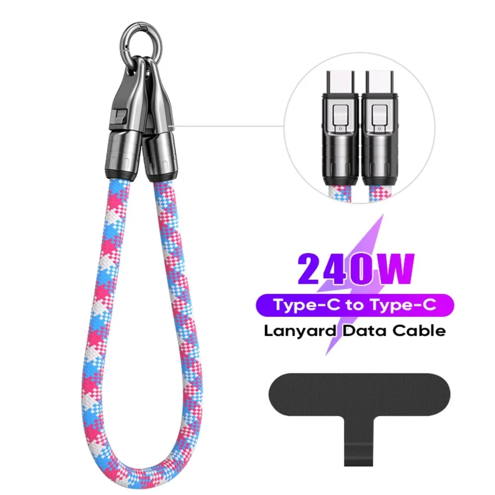 240W USB-C to USB-C Keychain Cable – iPhone 15 16 & Samsung USB-C Charging Cable Zpaxo