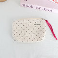 Korean Canvas Coin Purse – Polka Dot & Heart Mini Zipper Pouch Canvas Coin Purse Zpaxo D