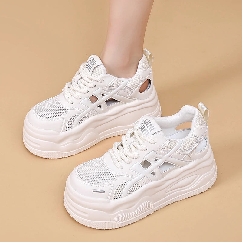 Women 2026 Spring Summer Mesh Hollow Out Platform Sneakers Multi Zpaxo