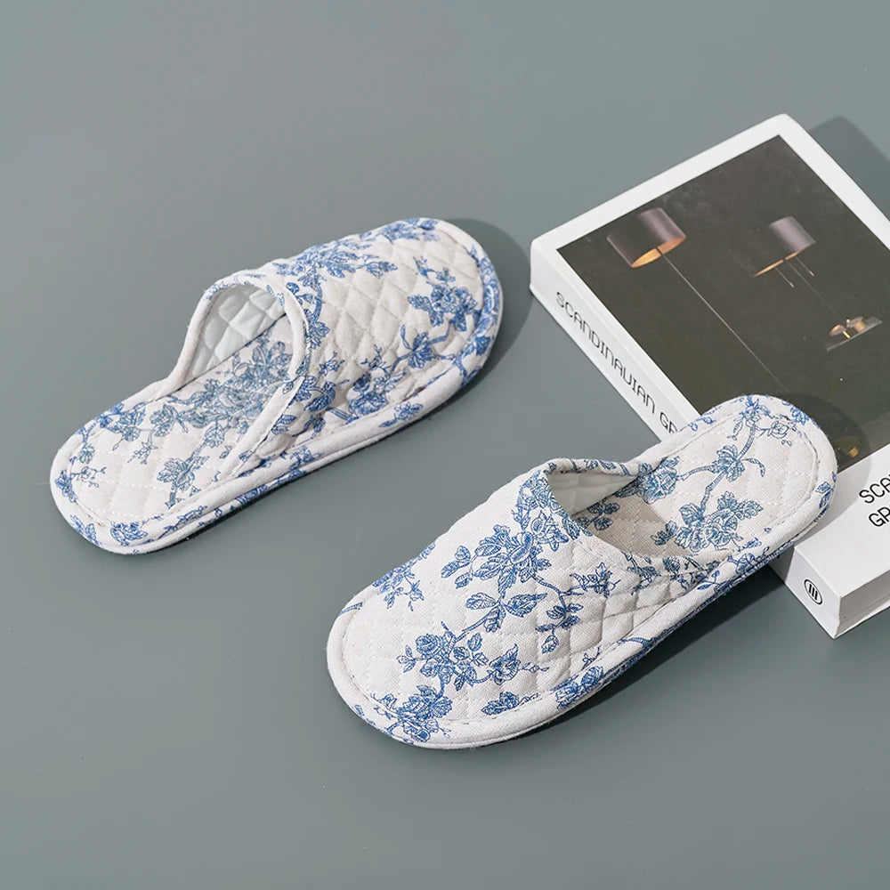 Home Indoor Slippers Soft Bottom Antislip Women Fashion Cotton Floral