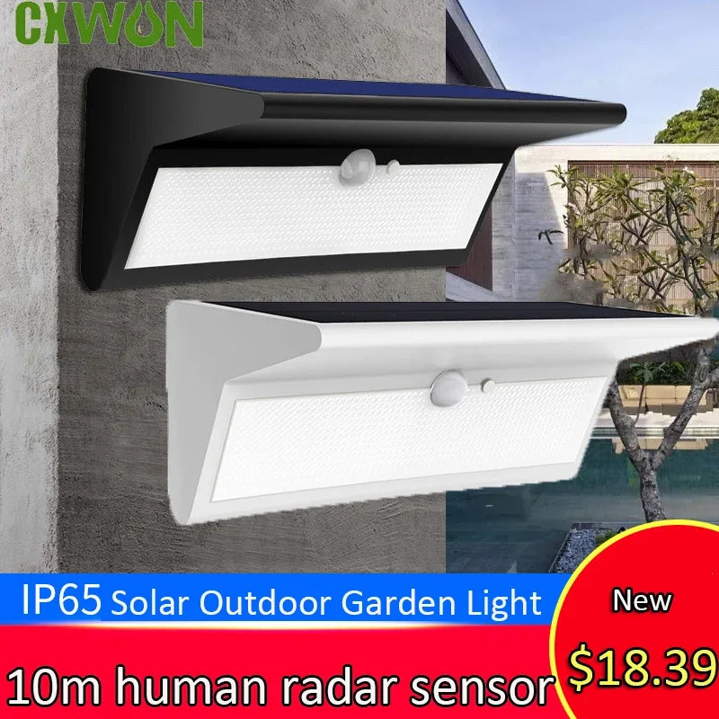 Solar Panel LED Lights Outdoor Waterproof Garden Lamp Motion Sensor 4 Mode Lighting for Wall Security Yard Patio Fence Street Zpaxo