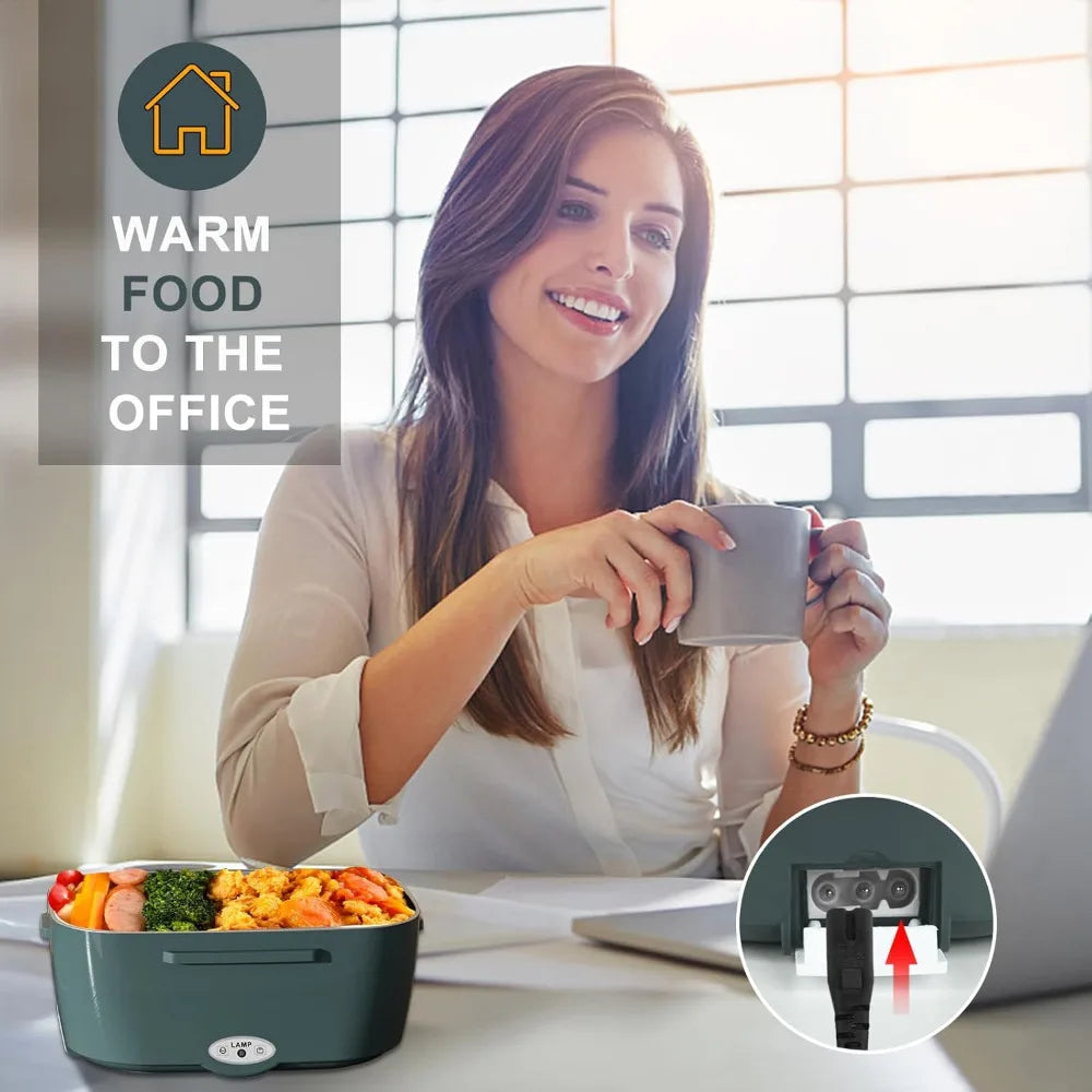 EU Lunch Box Food Heater Leakproof Portable Food Warmer Heated Lunch Box for Car Home Truck Stainless Steel Container 12V 24V Zpaxo