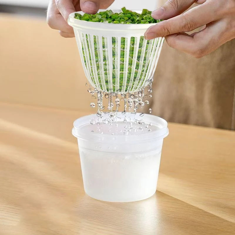 Kitchen Refrigerator Storage Box Vegetable Food Basket Drain Sealed Crisper Double-layer Round Fresh-Keeping Box Zpaxo