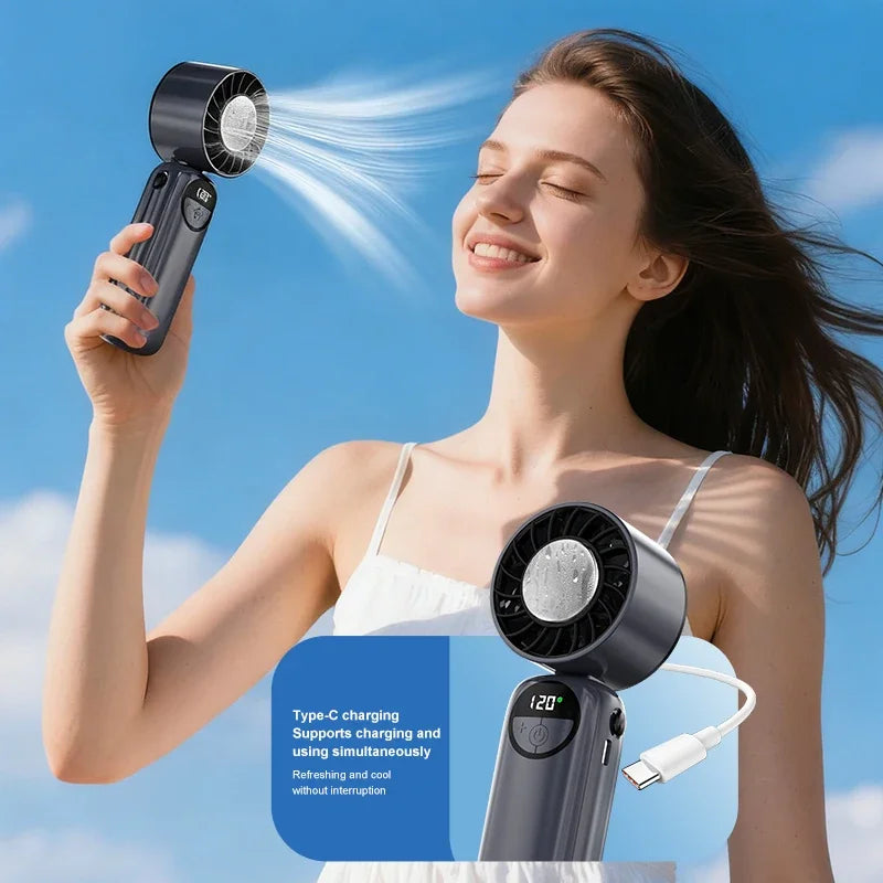 New Handheld Portable Cooling Fan 120 Speeds Adjustable Refrigeration Quite Mini Turbo Fan Type-C High Speed Cold Compress Fan Zpaxo