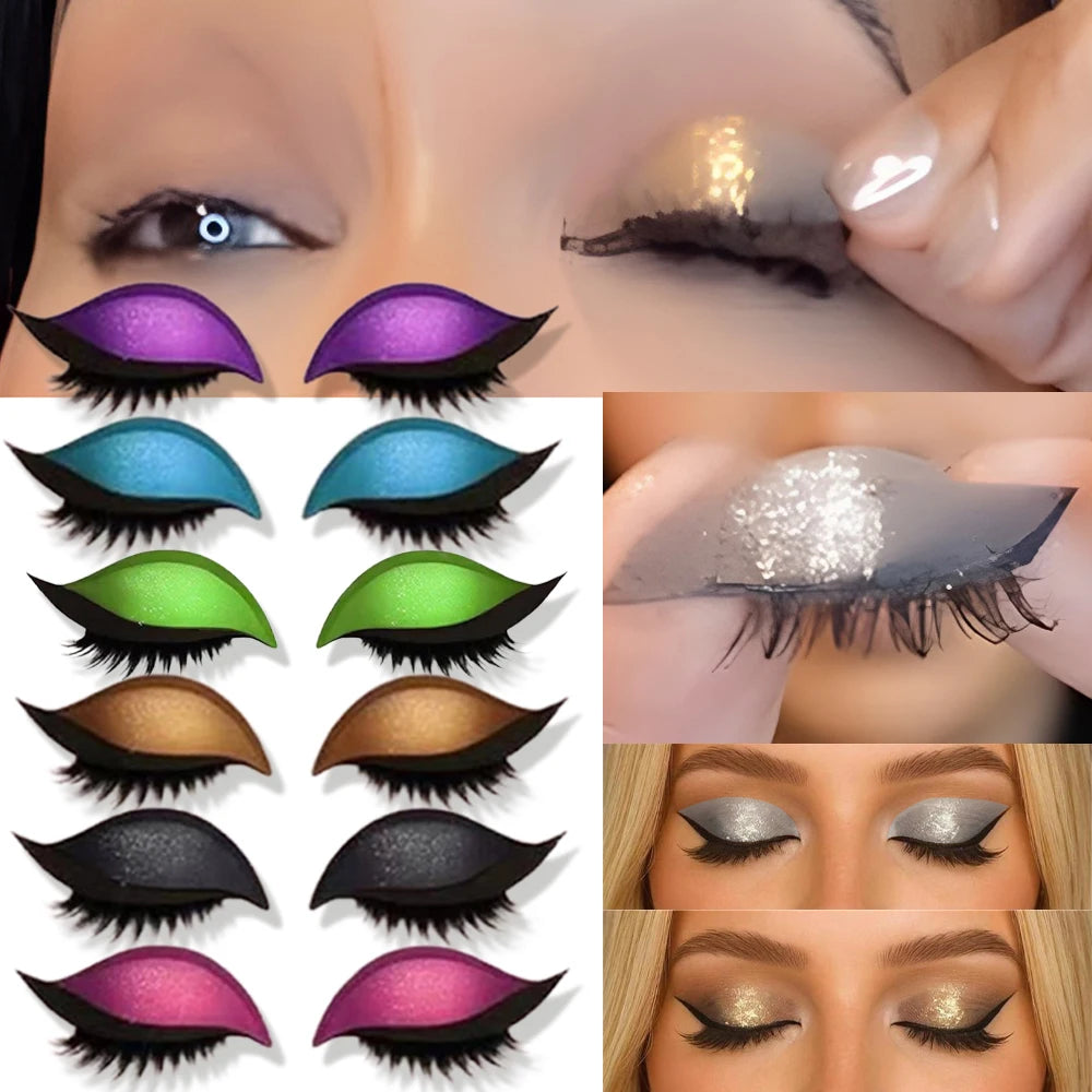 Reusable 1 Pair Lazy Eye Shadow Eyelash Patch 2-In-1 Makeup Sticker Zpaxo