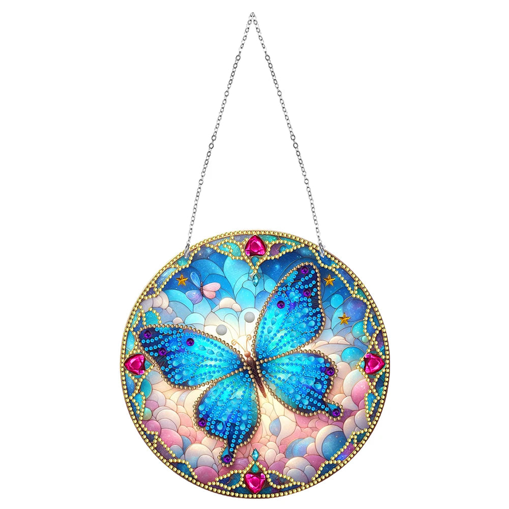 Sun Catcher Diamond Painting Hanging Pendant Butterfly Rhinestone Art Window Pendants Dragonfly Moose for Garden Window Decor Zpaxo KJ0103