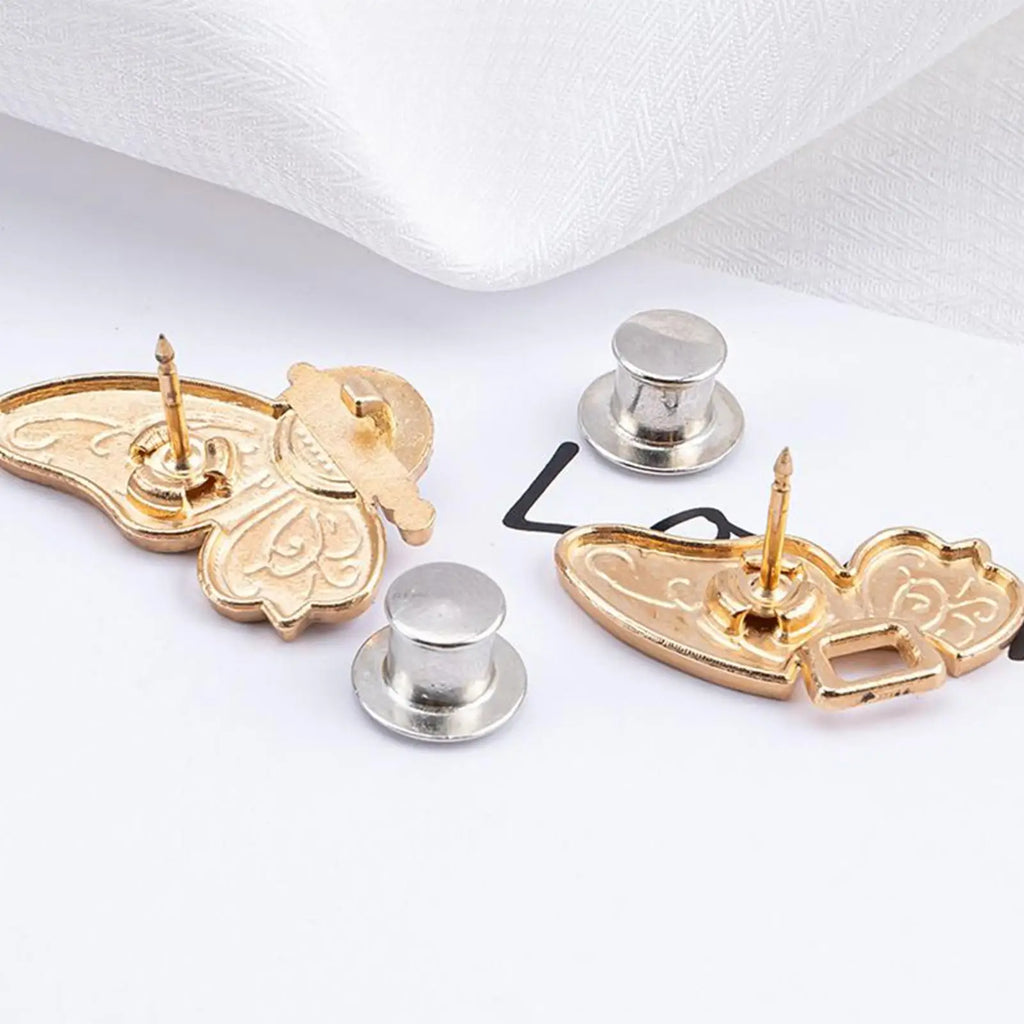 Adjustable Waist Tightener Butterfly Shape No Sew Button Clip Jeans