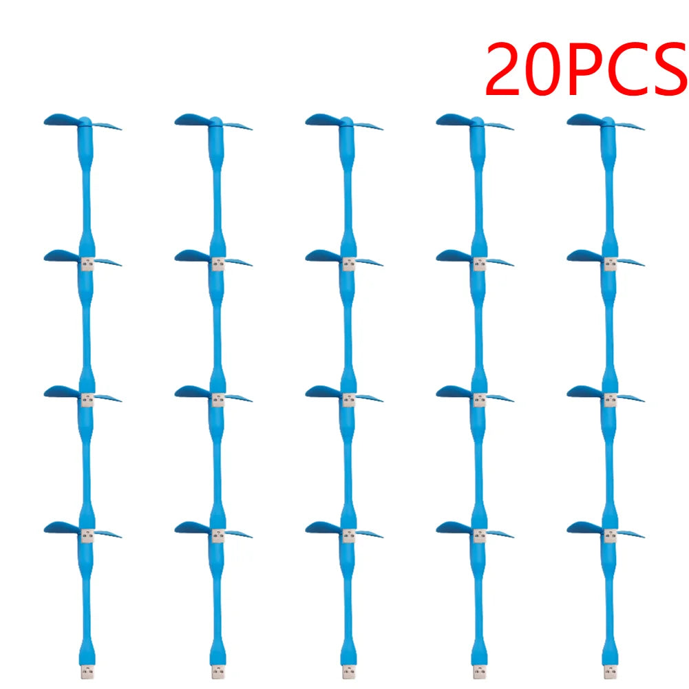 1-50pcs Flexible Portable Mini Fan for Power Bank Notebook Computer Summer Travel Cooling Cooler Mobile Phone USB Gadgets Fans Zpaxo Blue 20PCS