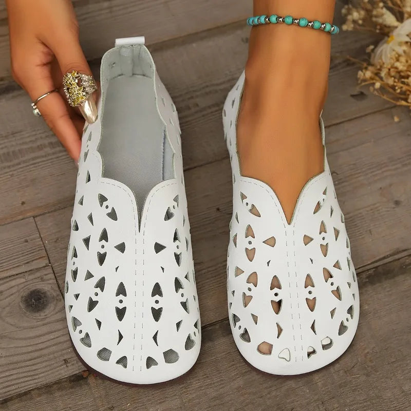 2025 Women Flat Shoes Leather Woman Pointed Toe Flats Summer Lady