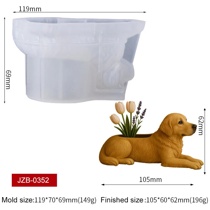 3D Animal Succulent Planter Pot Silicone Mold Squirrel Dog Cat Bear Owl Octopus Cement Flower Pot Candle Holder Pen Holder Mold Zpaxo Dog