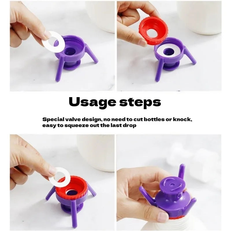 3Pcs/Set Bottle Emptying Kit Practical Evacuation Cap Down Bottle Dispenser Cap for Shampoo Lotion Containers Zpaxo