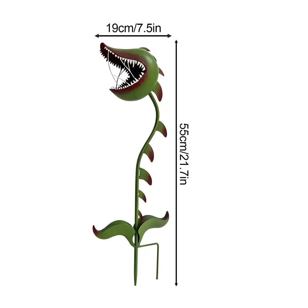 Metal Carnivorous Plant Garden Stake Whimsical Funny Sculpture Lawn