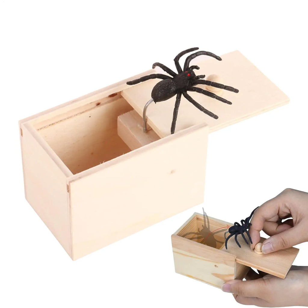 Funny Gifts Trick Spider Juguetes Scare Box Wooden Prank Fun Game