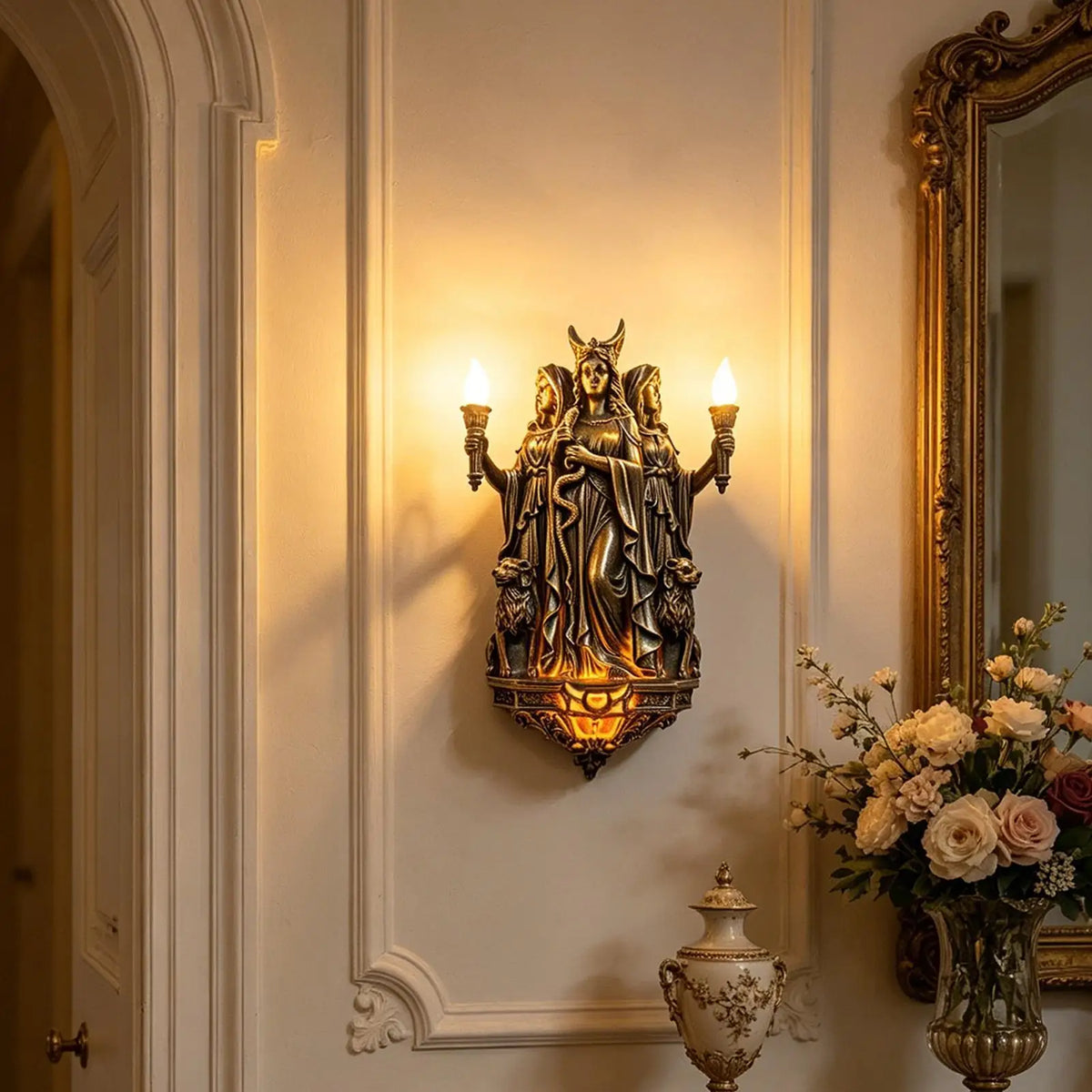 Sculpture Wall Sconce Decorative Gothic Statue Light Vintage Lamp Zpaxo
