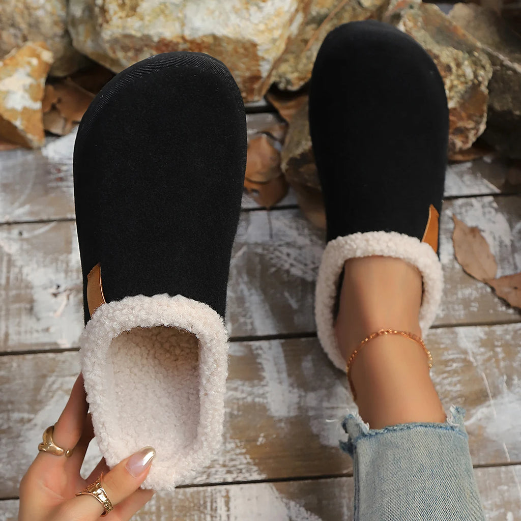 Women Cotton Slippers Fashion Home Couples Slippers Winter Thick Bottom Anti-Slip Shoes Women Comfortable Warm Slides Women Zpaxo