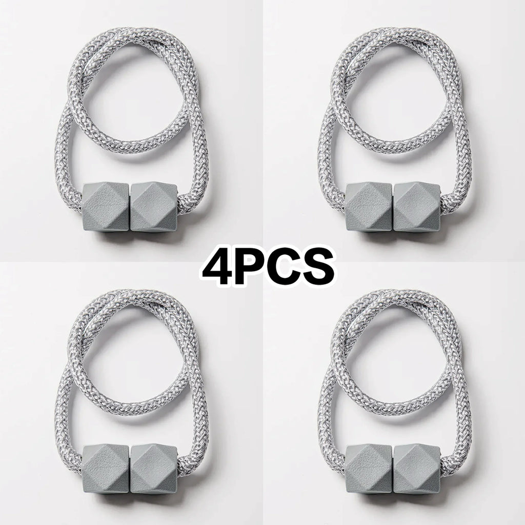 4-Pack Curtain Ties Strong Magnetic No-drill Versatile Clips Home