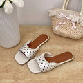 Summer Fashion Women Lace Polka Dot Slippers Concise Open Toe Slip