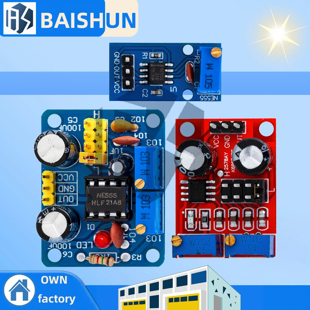 NE555 Pulse Frequency Duty Cycle Adjustable Module 5V-12V Square Wave Zpaxo