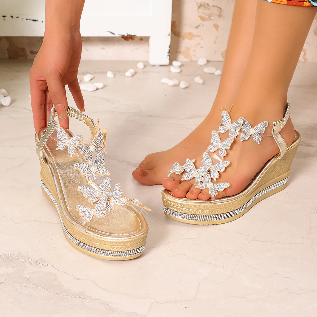Summer Women Sandals 2025 Butterfly Platform Fashion Slip Wedges Zpaxo