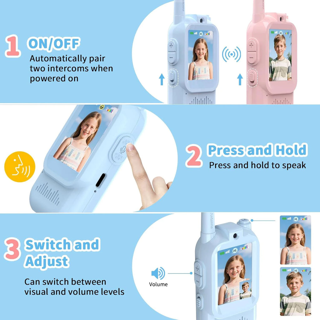 Children Kids Video Walkie Talkie Toys Outdoor 2 Pack Rechargeable Toddler Parent-Child Intercom With HD Camera For Boys & Girls Zpaxo