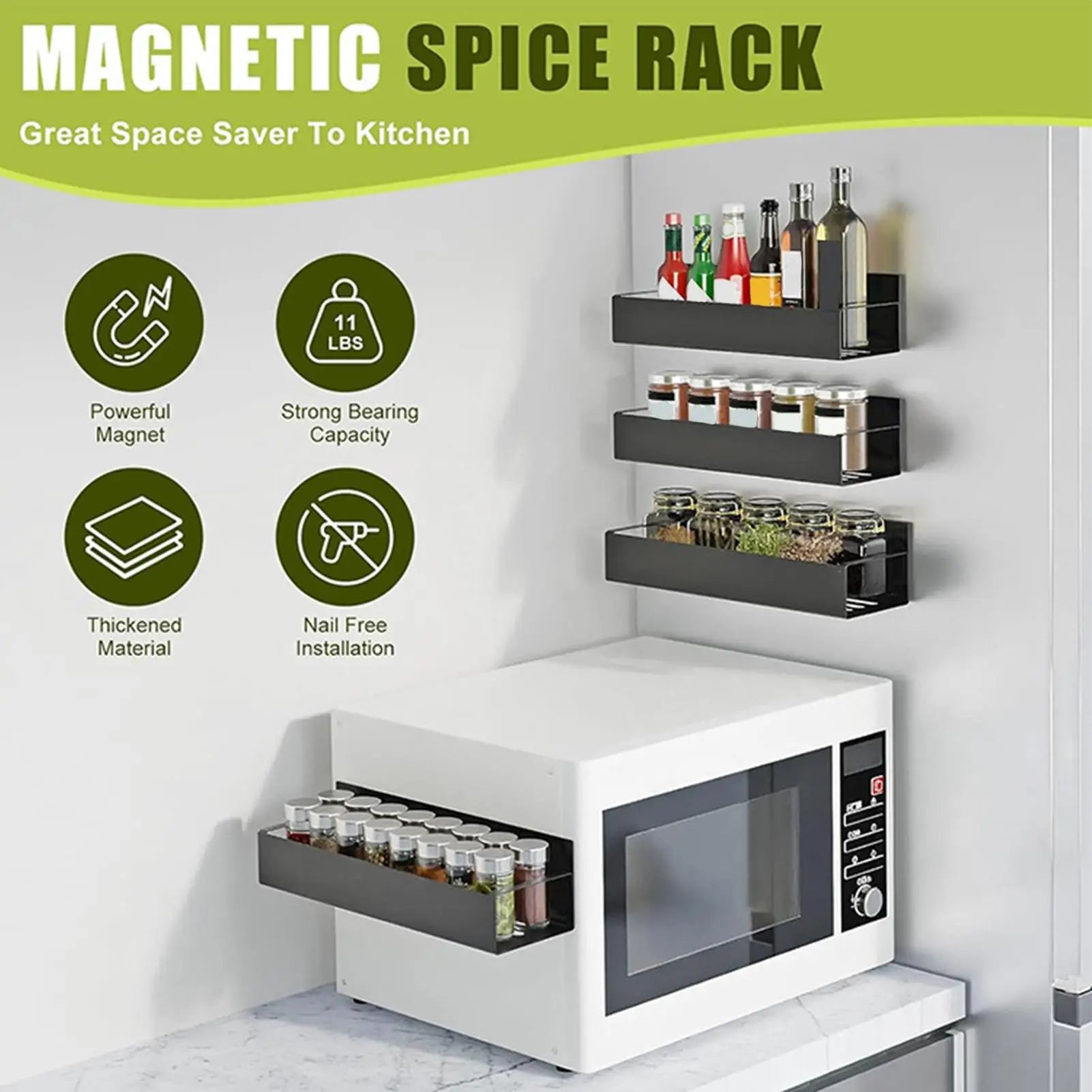 Magnetic Seasoning Rack Fridge Microwave Oven Condiment Shelf 2