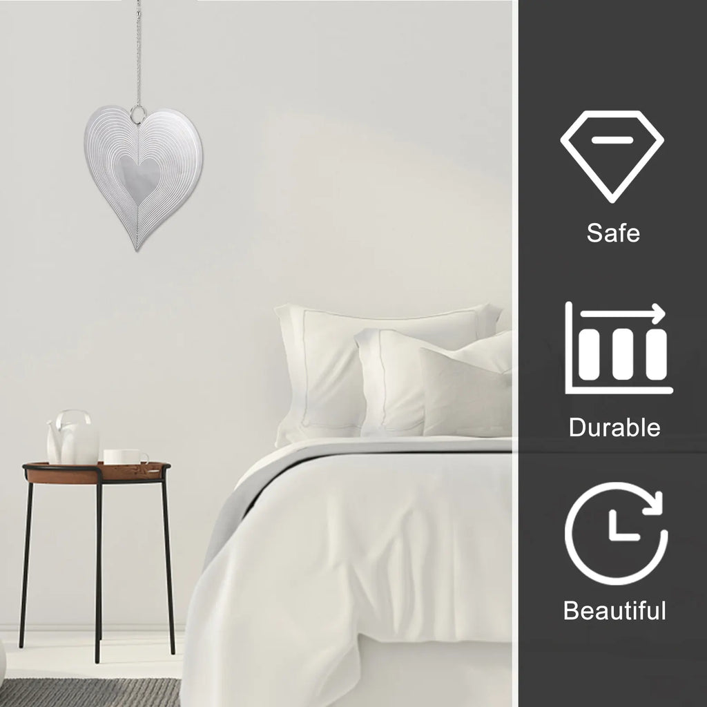 Metal Heart Shape Wind Chime Chic Delicate Hanging Pendant Ideal Home