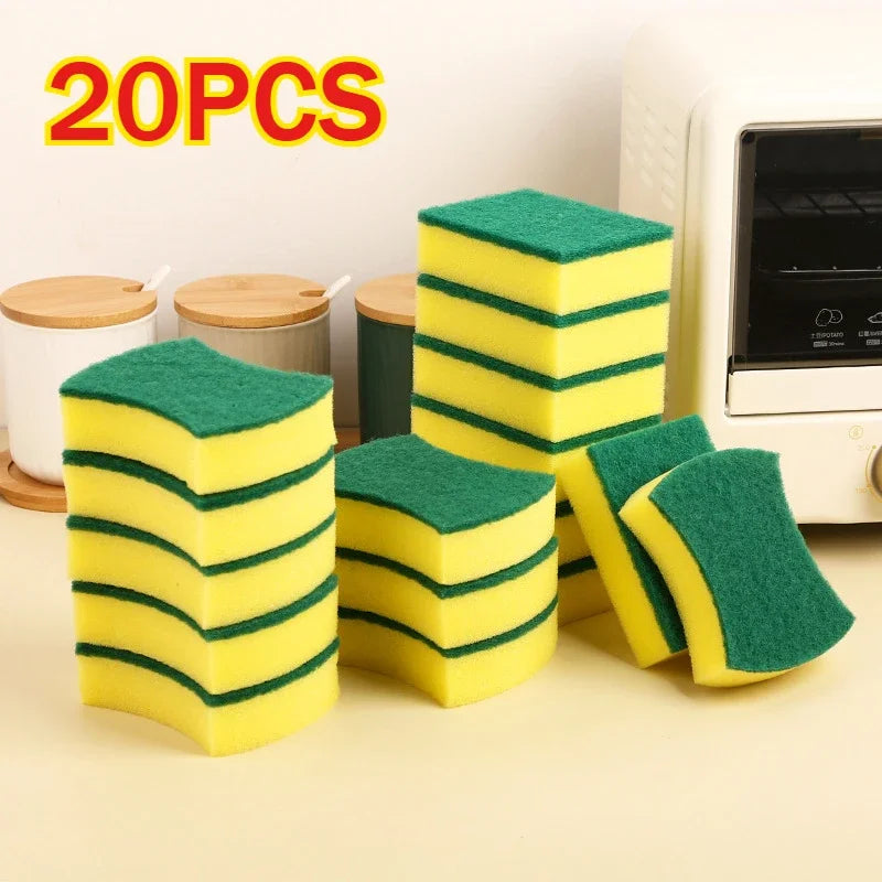 50/1Pcs Kitchen Dishwashing Sponge Soft Absorbent Clean Rub Pot Rust Scouring Pad Removing Kits Household Cleaning Brush Sponge Zpaxo 20PCS-Radian