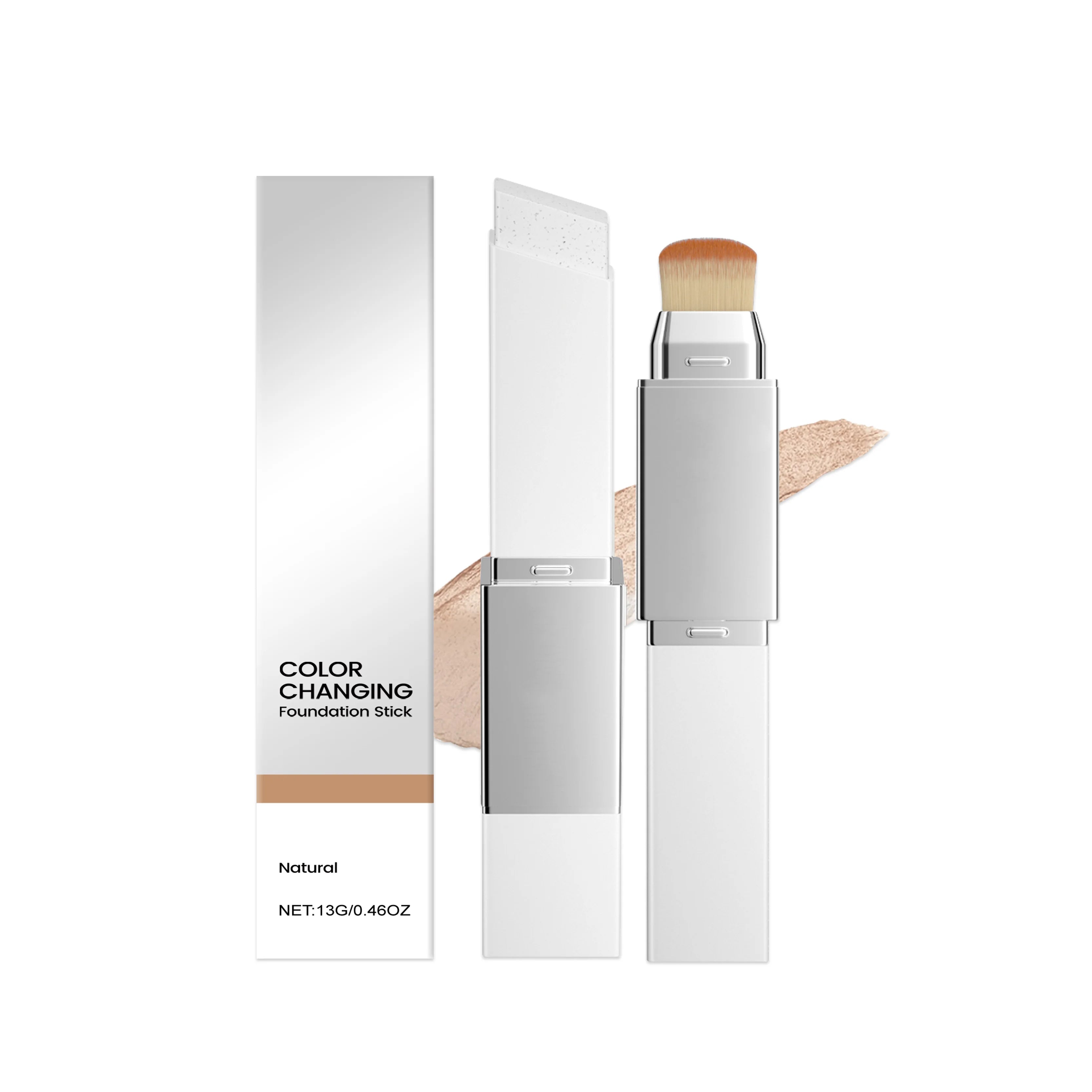 Hoygi 2-in-1 Color-Changing Foundation Stick & Brush Foundation Makeup Stick Zpaxo Natural