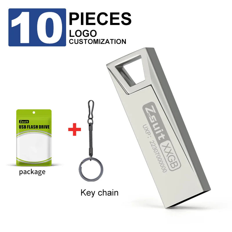 Zsuit New Metal USB Flash Drive 64GB 128GB Pen Drive 4GB 8GB 16GB 32GB Memory Stick Waterproof U Disk Pendrive Storage Disk USB Zpaxo 256M Silver
