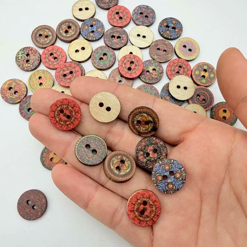 50PCS Vintage Wooden Buttons Mixed Sizes – Crafts & Sewing Wooden Craft Buttons Zpaxo S